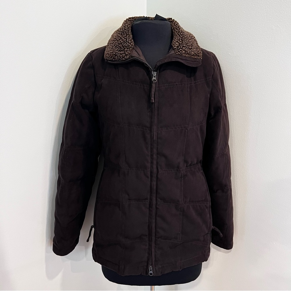L.L. Bean Quilted Goose Down Full Zip Jacket Coat Womens Parka chocolate Brown